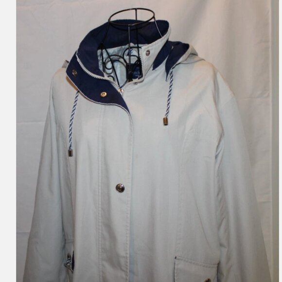 Tan Hooded Jacket Zip Front Women's M Oversize MacKintosh New England - Picture 2 of 8